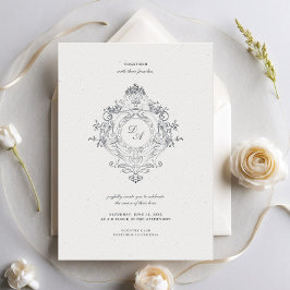 ヴィンテージバロックオーナメントクレストミニマル結婚リスト 招待状