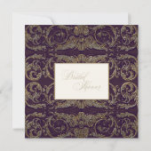 ヴィンテージバロックシェルダークパープルブライダルシャワー 招待状 (裏面)