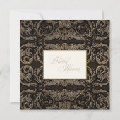 ヴィンテージバロックシェルブラックnゴールデンブライダルシャワー 招待状 (裏面)