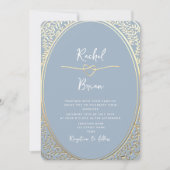 ヴィンテージバロックダスティーブルー金ゴールド結婚式招待状 招待状 (正面)