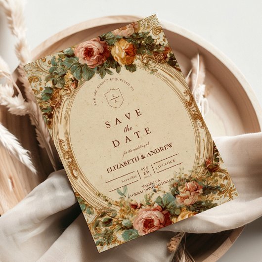 ヴィンテージバロックバラ結婚ズ セーブザデート