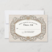 ヴィンテージバロックビクトリアンアイボリーと金ゴールド結婚ズ 出欠カード (正面)