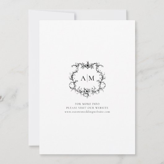 ヴィンテージバロックフローラクビクトリアンレ結婚スト 招待状 (裏面)