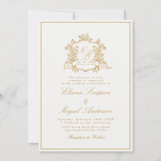 ヴィンテージバロックフローラクビクトリアンレ結婚スト 招待状 (正面)