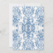 ヴィンテージバロックフローラブルーホワイトブライダル 招待状 (裏面)