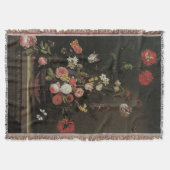 ヴィンテージバロックフローラ静物花瓶 スローブランケット (正面)