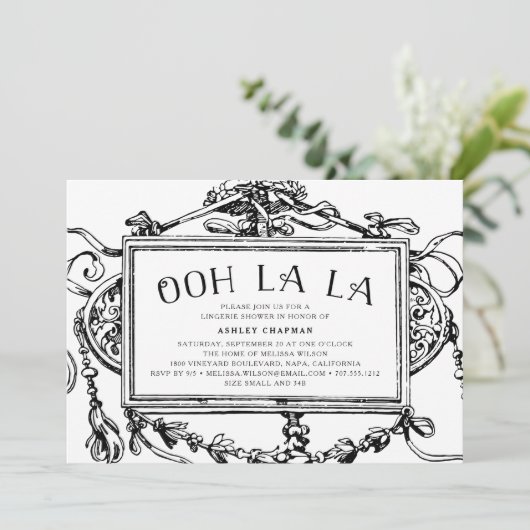 ヴィンテージバロックランジェリーシャワー招待状 招待状 (スタンド正面)