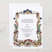 ヴィンテージバロックロココカラー縁どフローラ 招待状 (正面/裏面)