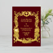 ヴィンテージバロックロココゴールデン縁どとハート 箔招待状 (立ち正面)