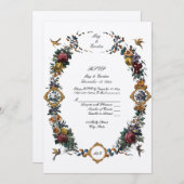 ヴィンテージバロックロココフローラカルトゥーシュRSVP 招待状 (正面/裏面)