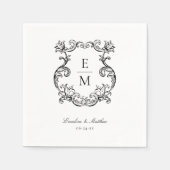 ヴィンテージバロック式モノグラム結婚クレスト スタンダードカクテルナプキン (正面)