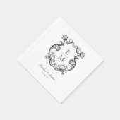 ヴィンテージバロック式モノグラム結婚クレスト スタンダードカクテルナプキン (角)