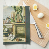 ヴィンテージバロック時代アトラスフロンティスピースワールドグローブ キッチンタオル (四つ折り)