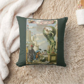 ヴィンテージバロック時代アトラスフロンティスピースワールドグローブ クッション (ブランケット)