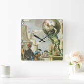 ヴィンテージバロック時代アトラスフロンティスピースワールドグローブ スクエア壁時計 (ホーム)