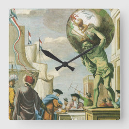 ヴィンテージバロック時代アトラスフロンティスピースワールドグローブ スクエア壁時計