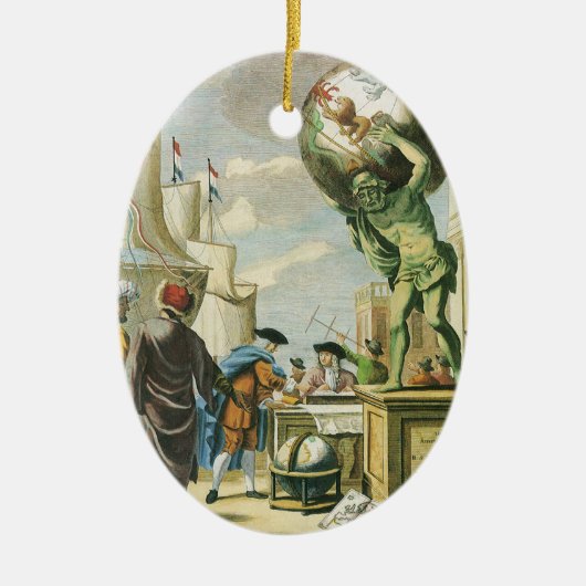 ヴィンテージバロック時代アトラスフロンティスピースワールドグローブ セラミックオーナメント (正面)