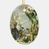 ヴィンテージバロック時代アトラスフロンティスピースワールドグローブ セラミックオーナメント (裏面)