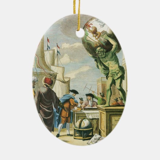 ヴィンテージバロック時代アトラスフロンティスピースワールドグローブ セラミックオーナメント (裏面)