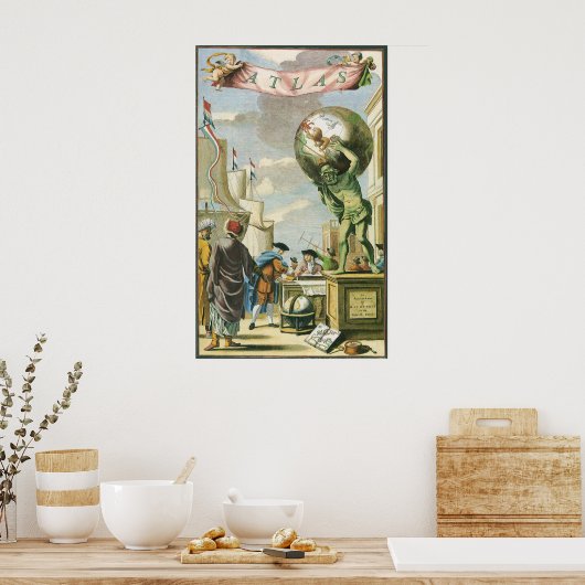 ヴィンテージバロック時代アトラスフロンティスピースワールドグローブ ポスター (キッチン)