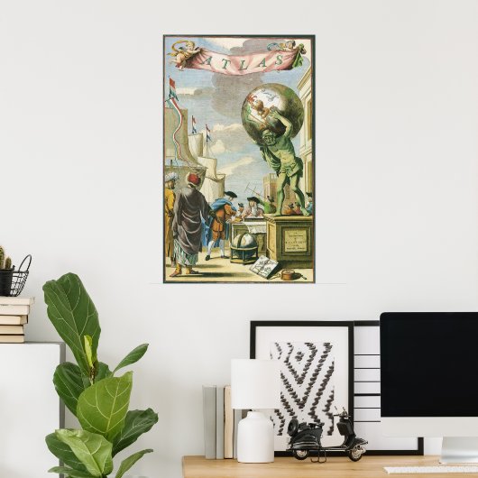 ヴィンテージバロック時代アトラスフロンティスピースワールドグローブ ポスター (ホームオフィス)