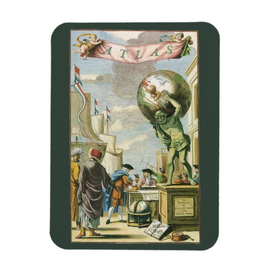 ヴィンテージバロック時代アトラスフロンティスピースワールドグローブ マグネット (縦)