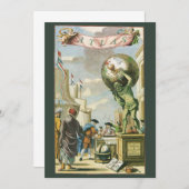 ヴィンテージバロック時代アトラスフロンティスピースワールドグローブ 招待状 (正面/裏面)