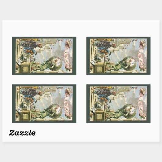 ヴィンテージバロック時代アトラスフロンティスピースワールドグローブ 長方形シール (シート)