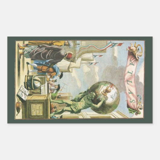 ヴィンテージバロック時代アトラスフロンティスピースワールドグローブ 長方形シール (正面)