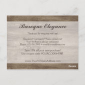 ヴィンテージバロック素朴レースオンバーンウッド ポストカード (裏面)