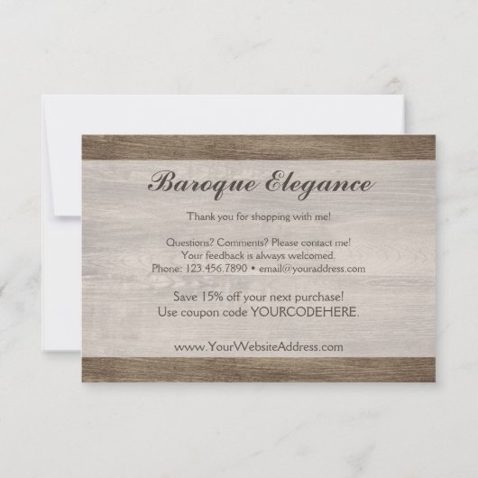 ヴィンテージバロック素朴レースオンバーンウッド 案内状 (裏面)