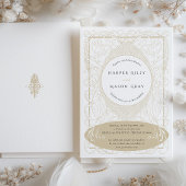 ヴィンテージバロック結婚ベージュ華美ズ 招待状