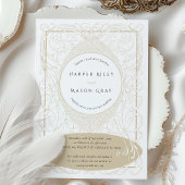 ヴィンテージバロック結婚ベージュ華美ズ 招待状