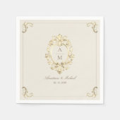 ヴィンテージバロック結婚金ゴールド スタンダードカクテルナプキン (正面)