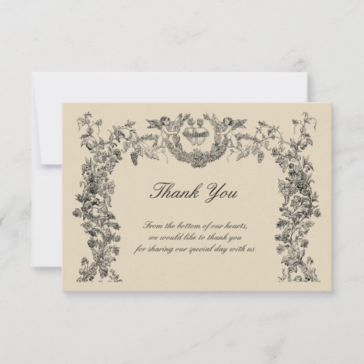 ヴィンテージバロック縁どロコハート サンキューカード (正面)