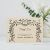 ヴィンテージバロック縁どロコハート サンキューカード (スタンド正面)