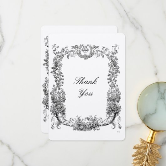 ヴィンテージバロック縁どロコハート サンキューカード (正面/裏面インサイチュ)