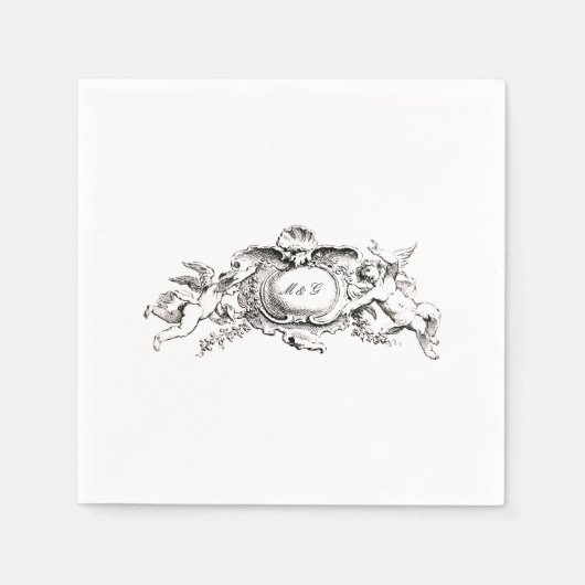 ヴィンテージバロック縁どロコハート スタンダードカクテルナプキン (正面)