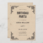 ヴィンテージバロック誕生日 招待状 (正面/裏面)