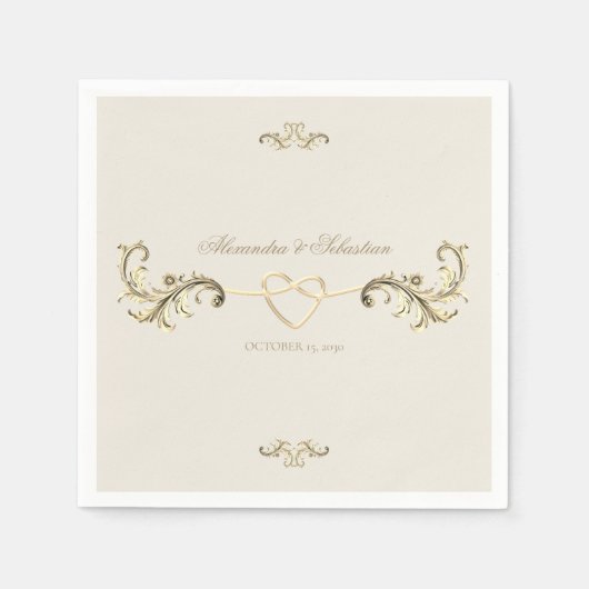 ヴィンテージバロック金ゴールドエレガントな結婚式 スタンダードカクテルナプキン (正面)