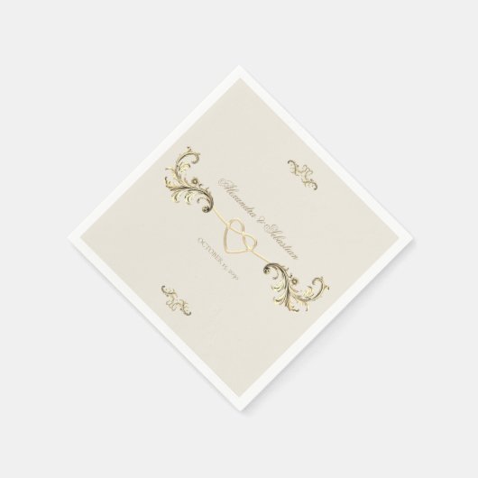 ヴィンテージバロック金ゴールドエレガントな結婚式 スタンダードカクテルナプキン (角)