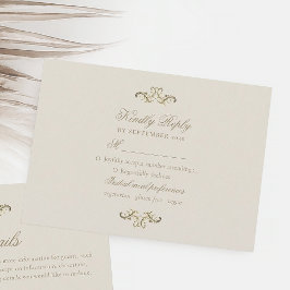 ヴィンテージバロック金ゴールドエレガントな結婚式 出欠カード
