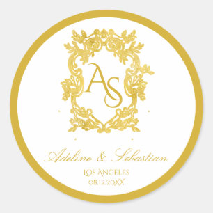 ヴィンテージバロック金ゴールドモノグラム結婚クレスト ラウンドシール