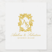 ヴィンテージバロック金ゴールドモノグラム結婚クレスト ワインラベル (シングルラベル)