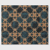 ヴィンテージバロック金色のフローライラストレーションパターン ラッピングペーパー (フラット)