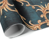ヴィンテージバロック金色のフローライラストレーションパターン ラッピングペーパー (ロールコーナー)