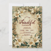 ヴィンテージバロック風リリー感謝祭ディナー 招待状 (正面)