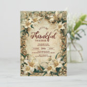 ヴィンテージバロック風リリー感謝祭ディナー 招待状 (スタンド正面)