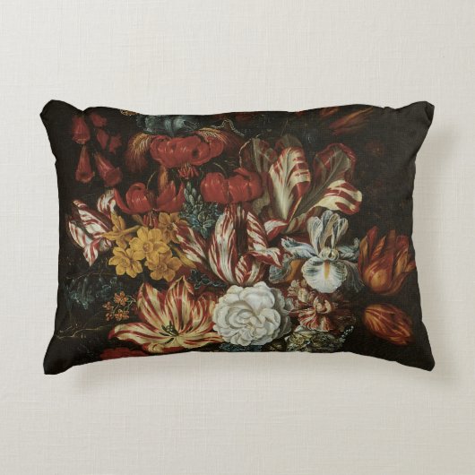 ヴィンテージバロック、フローラ静物花瓶 アクセントクッション (正面)