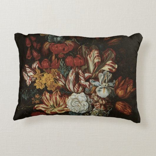 ヴィンテージバロック、フローラ静物花瓶 アクセントクッション (裏面)